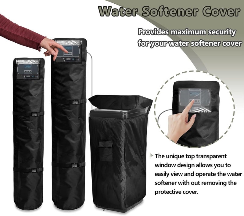 Bitubi Water Softener System Cover Outdoor for PRO+AQUA Water Softener System, 2Pcs Softener Tank/Filter Cover + 1Pcs Brine Tank Cover, All Weather Protection, Black - Image 3